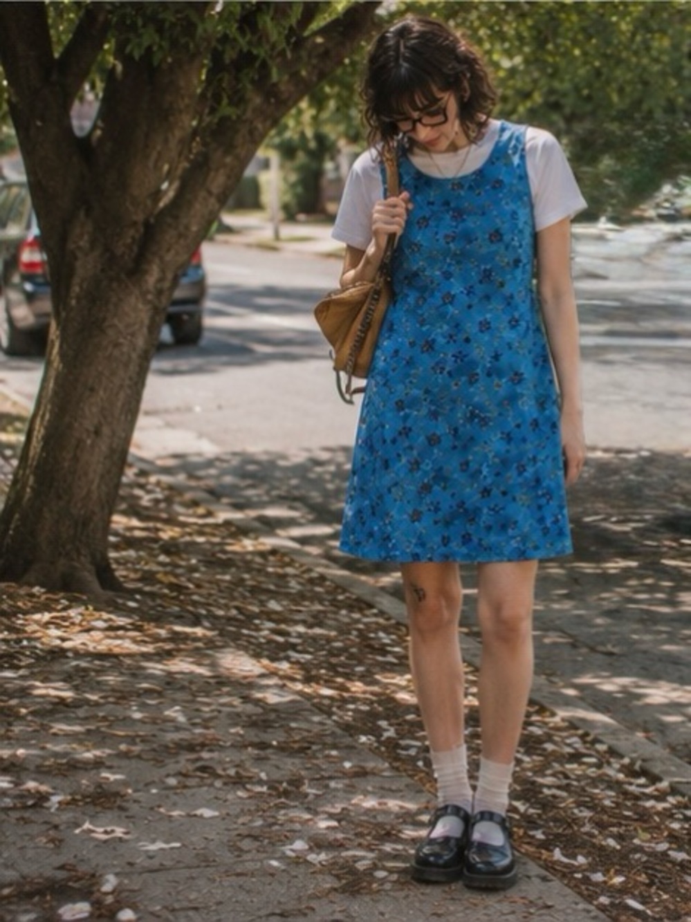 Vintage 90s Y2K Sleeveless Mini Dress Rom Com Soft Grunge Vibes Floral Medium - Picture 2 of 8